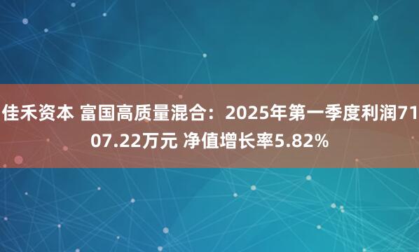 佳禾资本 富国高质量混合:2025年第一季度利润7107.22万元 净值增长率5.82%
